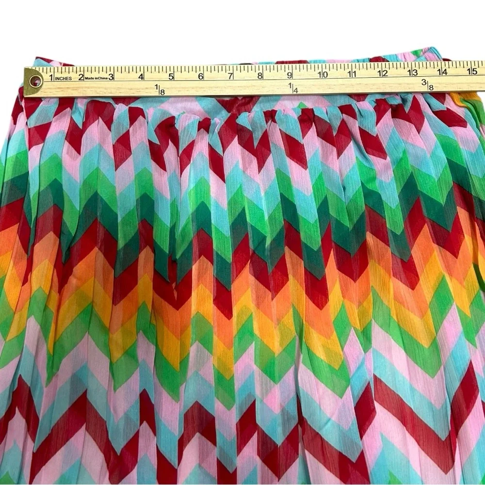 Romeo +‎ Juliet NWT Women’s Couture Multicolor Chevron Pleated Midi Skirt  Sz M